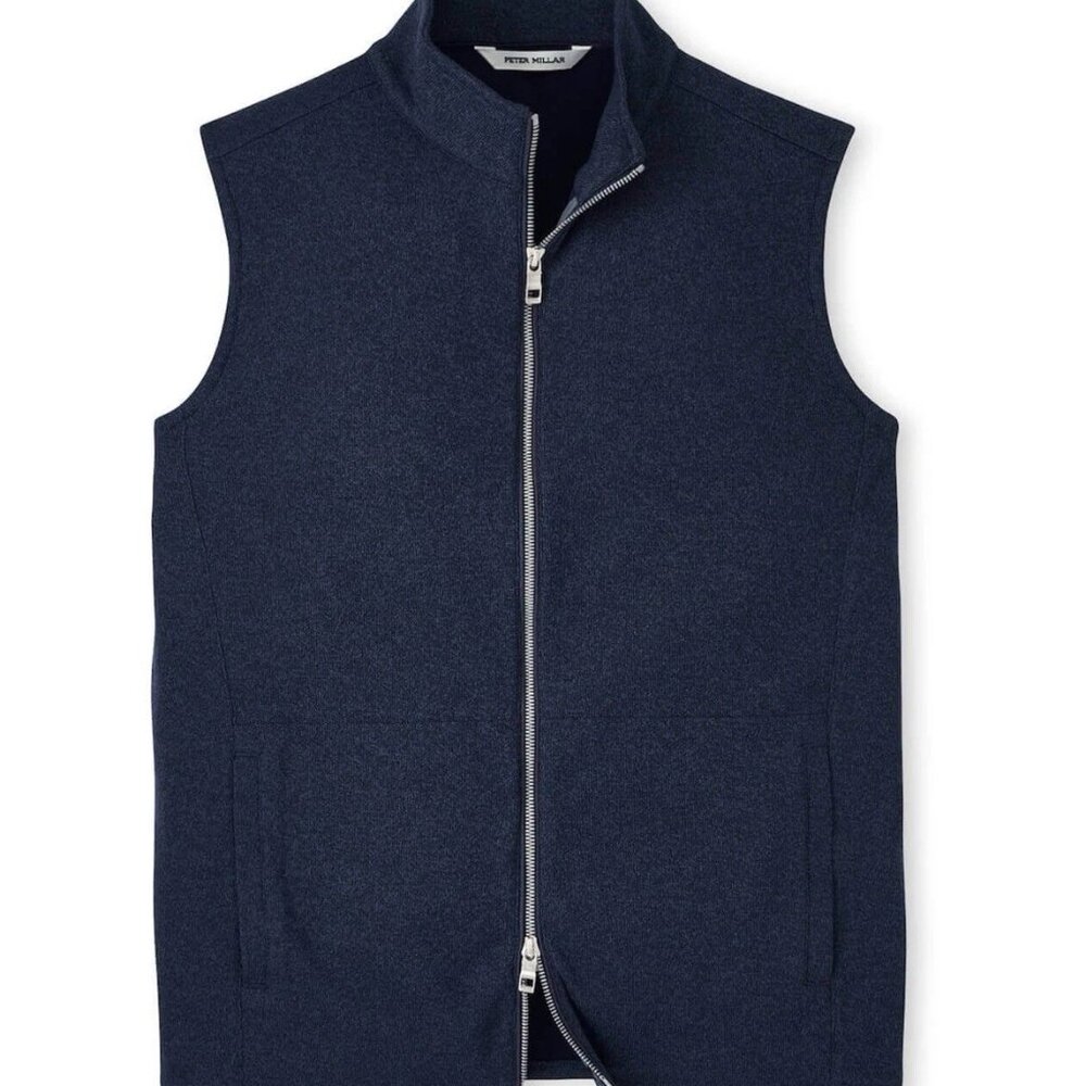 NWT!! Peter Millar Navy Blue Zip Fleece Vest - Med